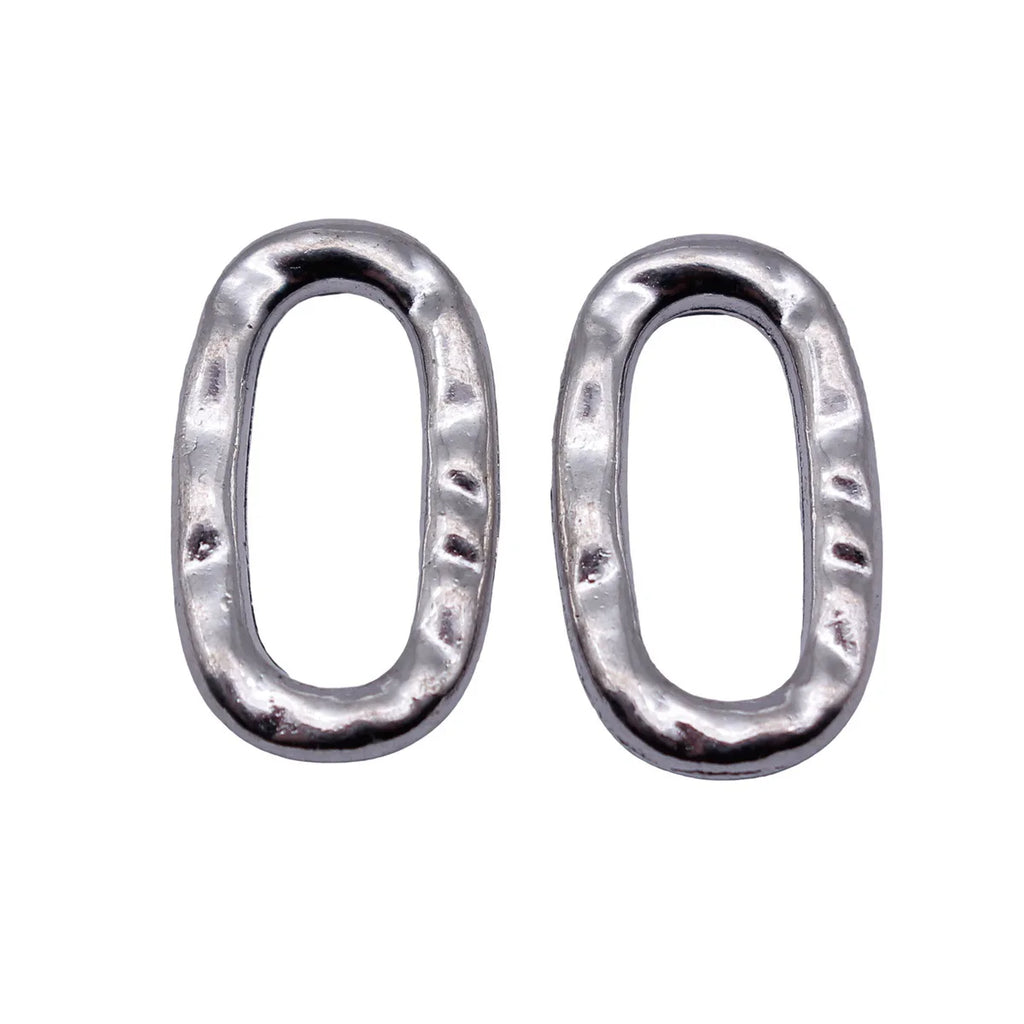 17x9.9mm 0.92g Antique Silver Zinc Alloy Hammered Oval Ring Connector Charm for DIY Bracelet Necklace