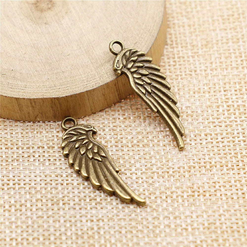 34x11mm 2.1g Multicolor Zinc Alloy Wing Charm Pendant for DIY Necklace Bracelet Jewelry Making