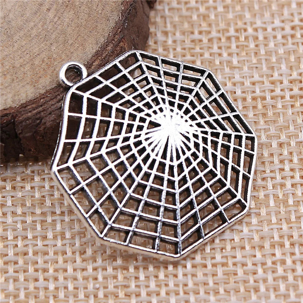 31x28mm 3.1g Multicolor Zinc Alloy Spider Web Charm Pendant for Halloween DIY Jewelry Making