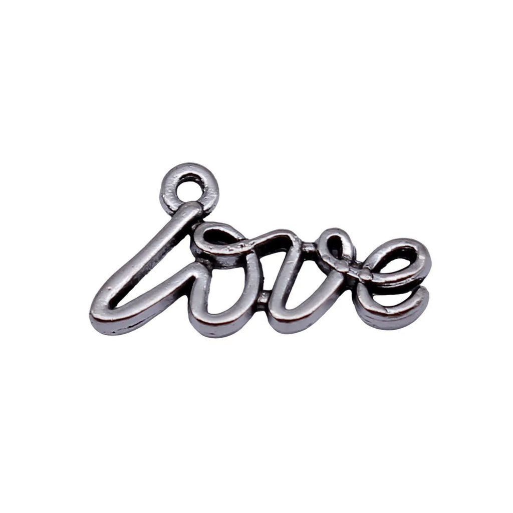 16x10mm 0.78g Antique Silver Zinc Alloy LOVE Letter Charm Pendant for DIY Bracelet Making