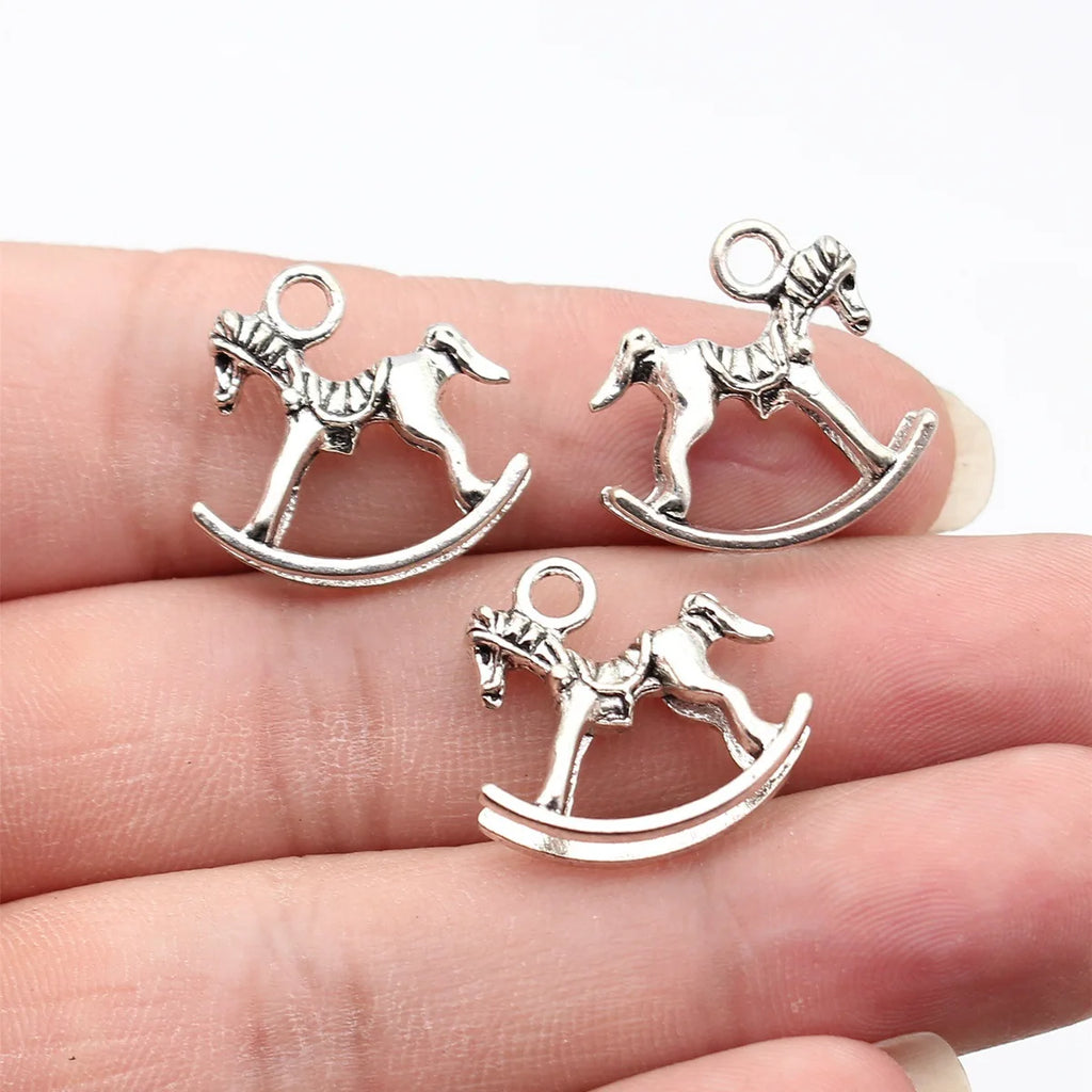 20x18mm 2.2g Antique Silver Zinc Alloy Rocking Horse Charm Pendant for DIY Bracelet Necklace Making