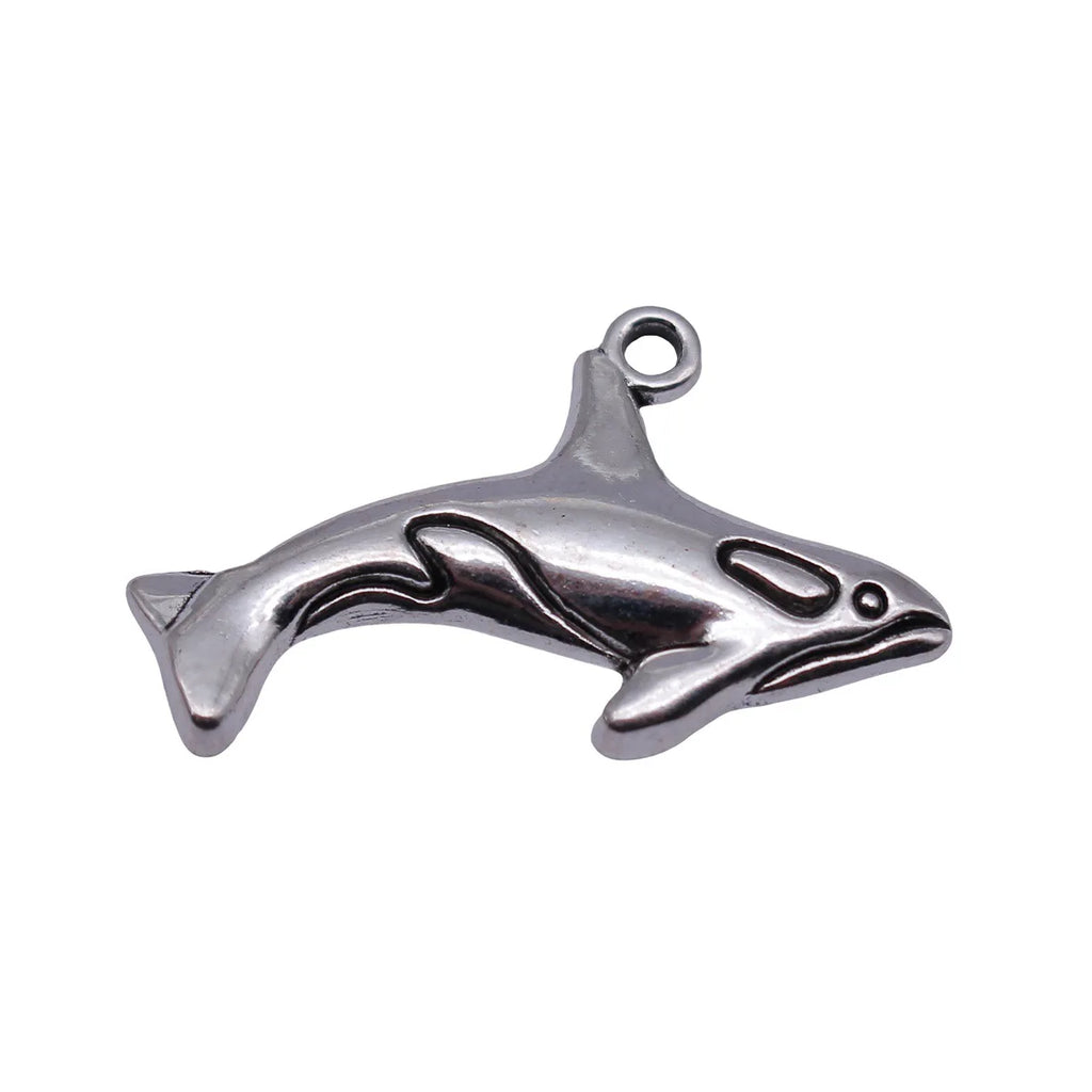 34x21mm 2g Antique Silver Zinc Alloy Orca Whale Charm Pendant for DIY Necklace Bracelet Making