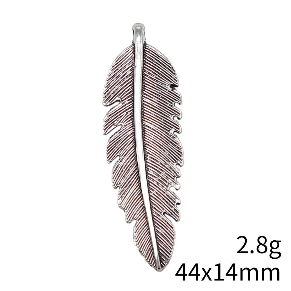44x14mm 2.8g Multicolor Zinc Alloy Feather Charm Pendant for DIY Necklace Bracelet Jewelry Making