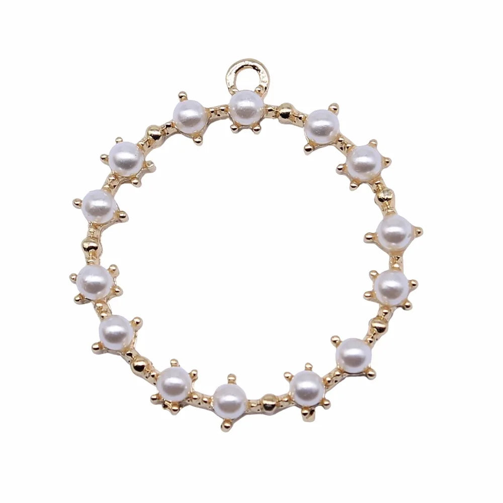 30x32mm 2.8g KC Gold Zinc Alloy Round Ring Charm Pendant for DIY Necklace Earrings Jewelry