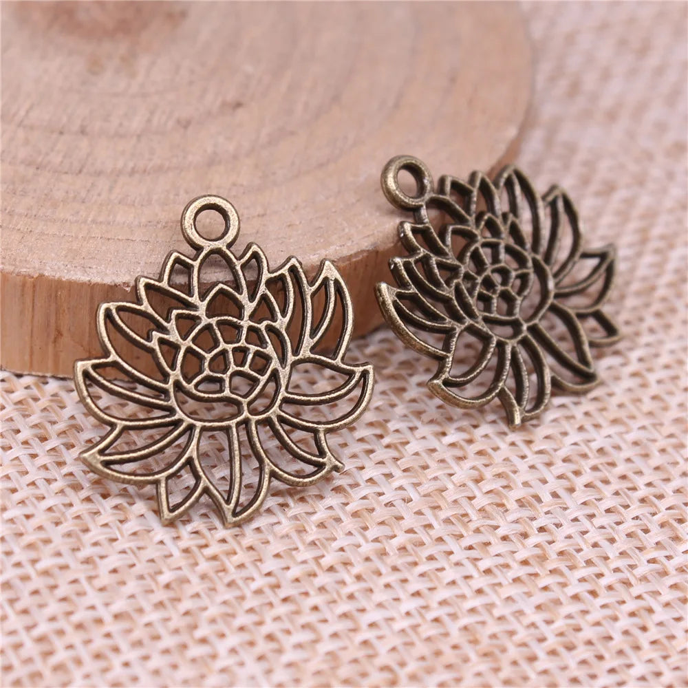 22x20mm 1.2g Multicolor Zinc Alloy Lotus Charm Pendant for DIY Necklace Bracelet Jewelry Making