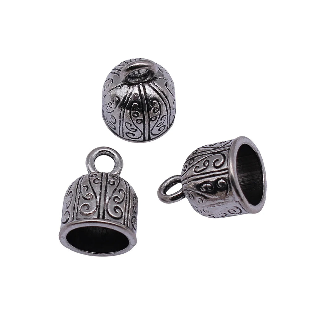 18x13x13mm 3g Antique Silver Zinc Alloy Carved Floral Tassel Cap End Bead for DIY Earrings Necklace