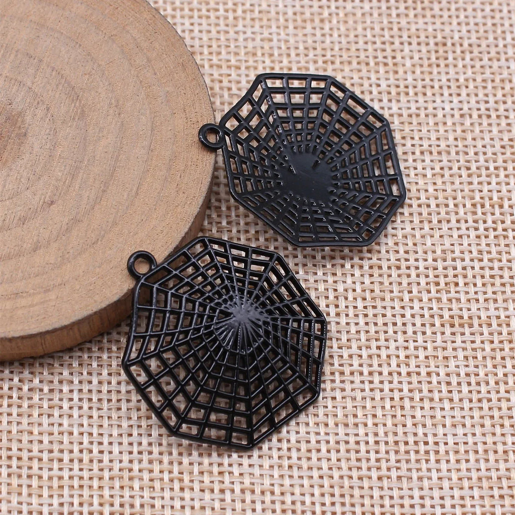 31x28mm 3.1g Multicolor Zinc Alloy Spider Web Charm Pendant for Halloween DIY Jewelry Making