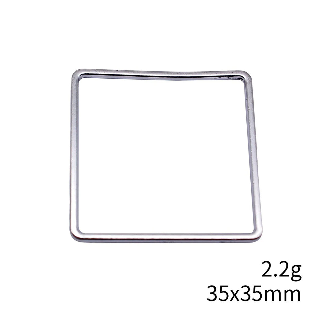 35x35mm 2.2g Multicolor Zinc Alloy Square Frame Connector Charm for DIY Bracelet Necklace Making