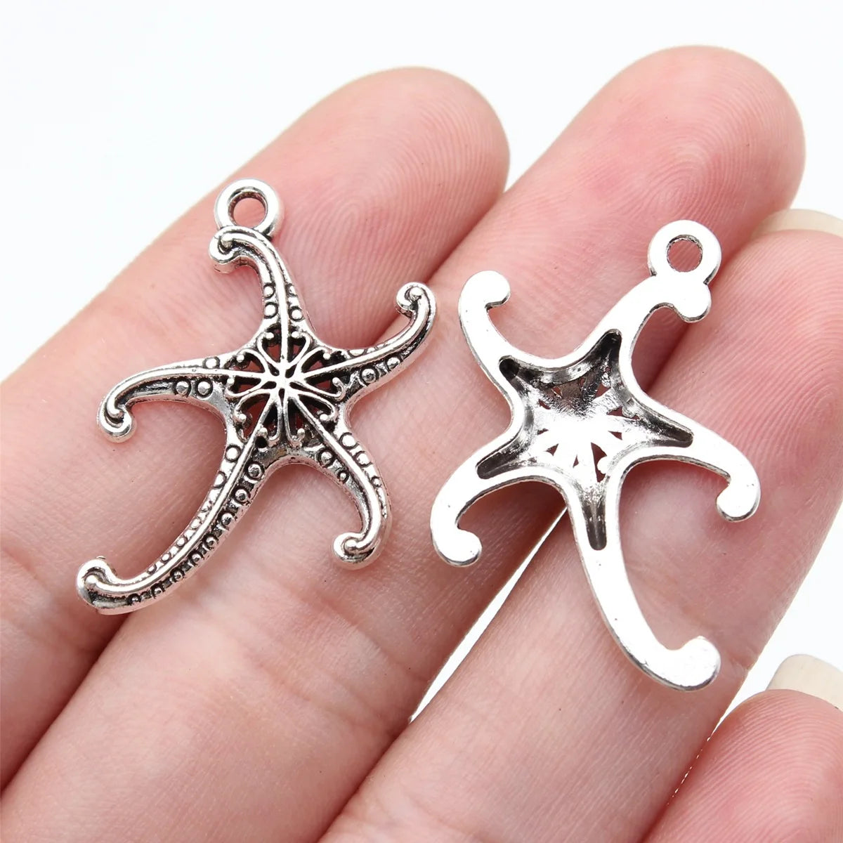 26x25mm 1.4g Antique Silver Zinc Alloy Starfish Charm Pendant for DIY Necklace Bracelet Making