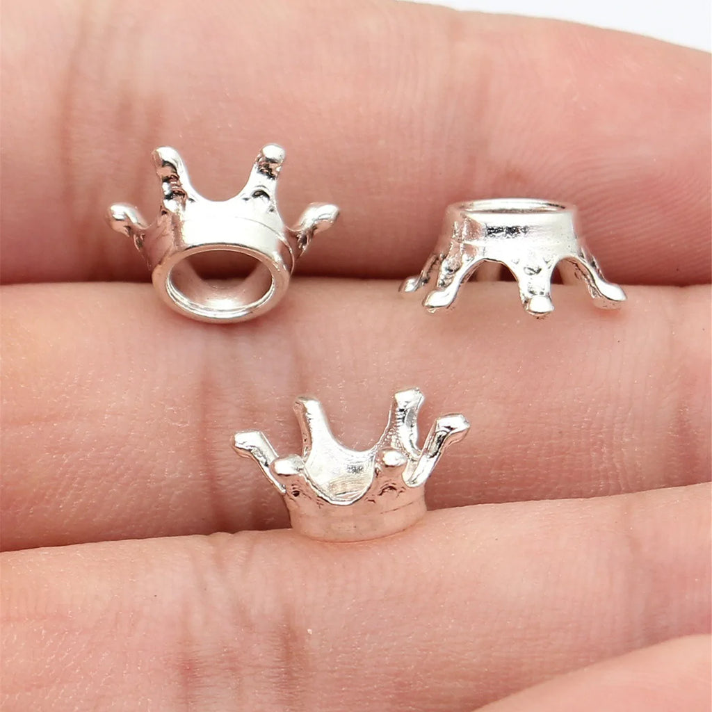 13x6.2mm 0.83g Antique Silver Zinc Alloy Crown Charm Pendant for DIY Necklace and Bracelet Making
