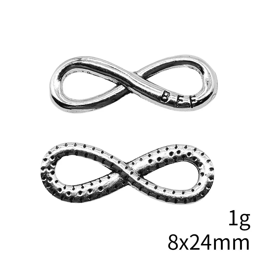 8x24mm 1g Multicolor Zinc Alloy BFF Infinity Symbol Connector Charm for Bracelet Making
