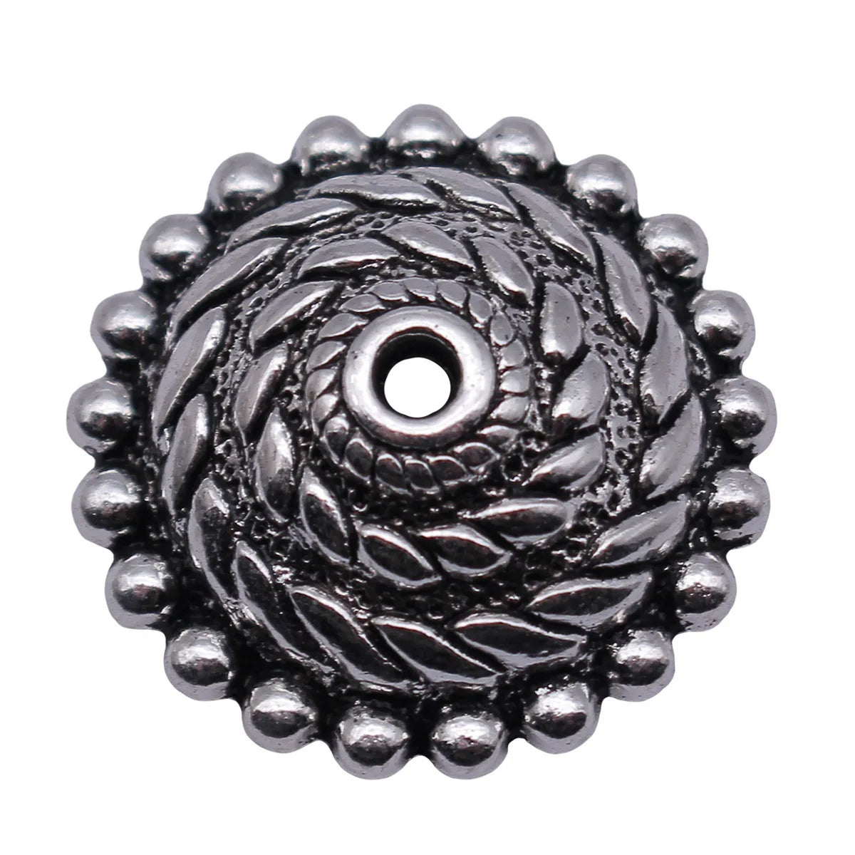 27x27x9mm 5.4g Antique Silver Zinc Alloy Rope Texture Round Bead Caps for DIY Beaded Jewelry Making