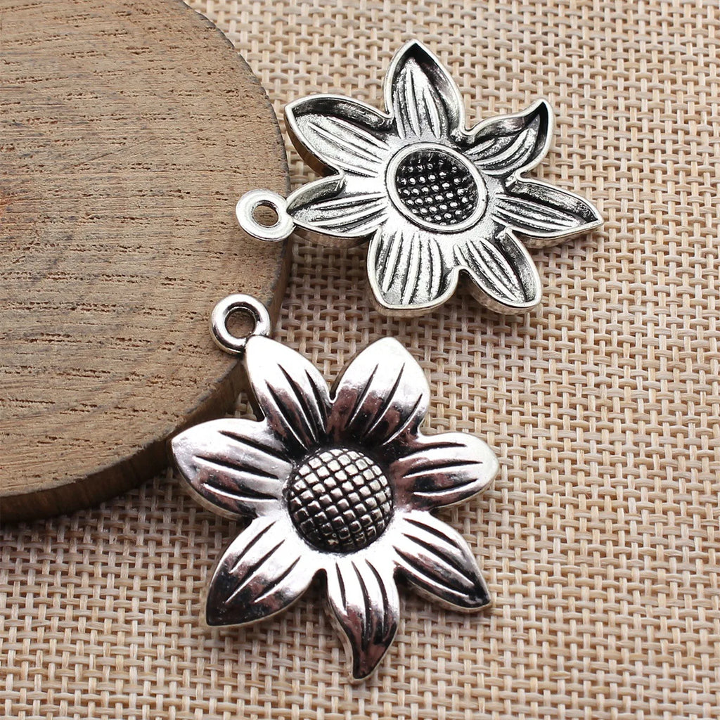 41x35mm 5.4g Antique Silver Zinc Alloy Flower Charm Pendant for DIY Bracelet Necklace Jewelry