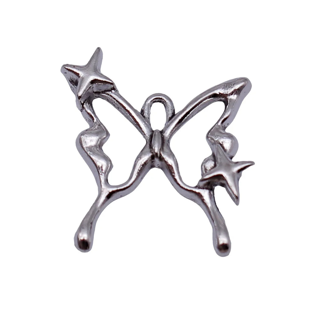 24x20mm 1.8g Antique Silver Zinc Alloy Hollow Starburst Butterfly Charm Pendant for DIY Jewelry Making