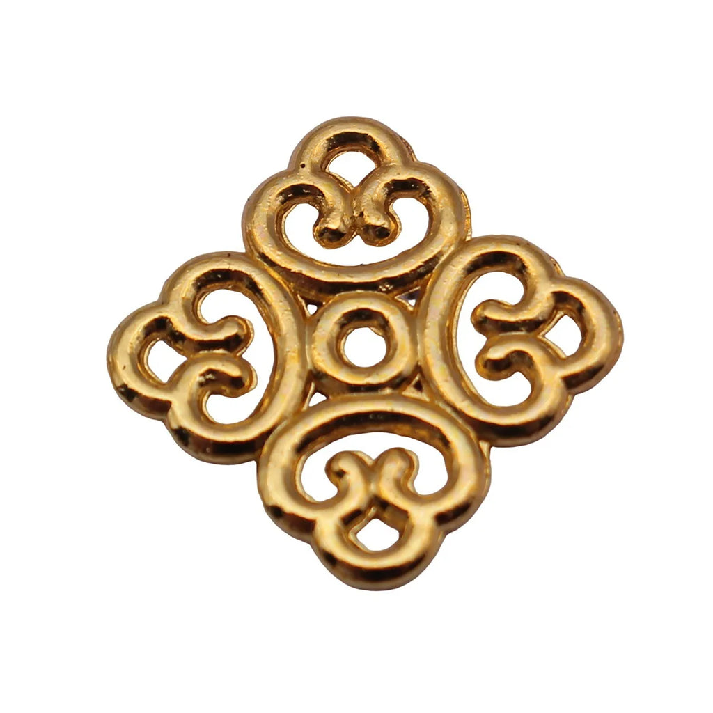 12x12x1mm 0.56g Bright Gold Tone Zinc Alloy Hollow Auspicious Cloud Knot Connector Charm for DIY Jewelry