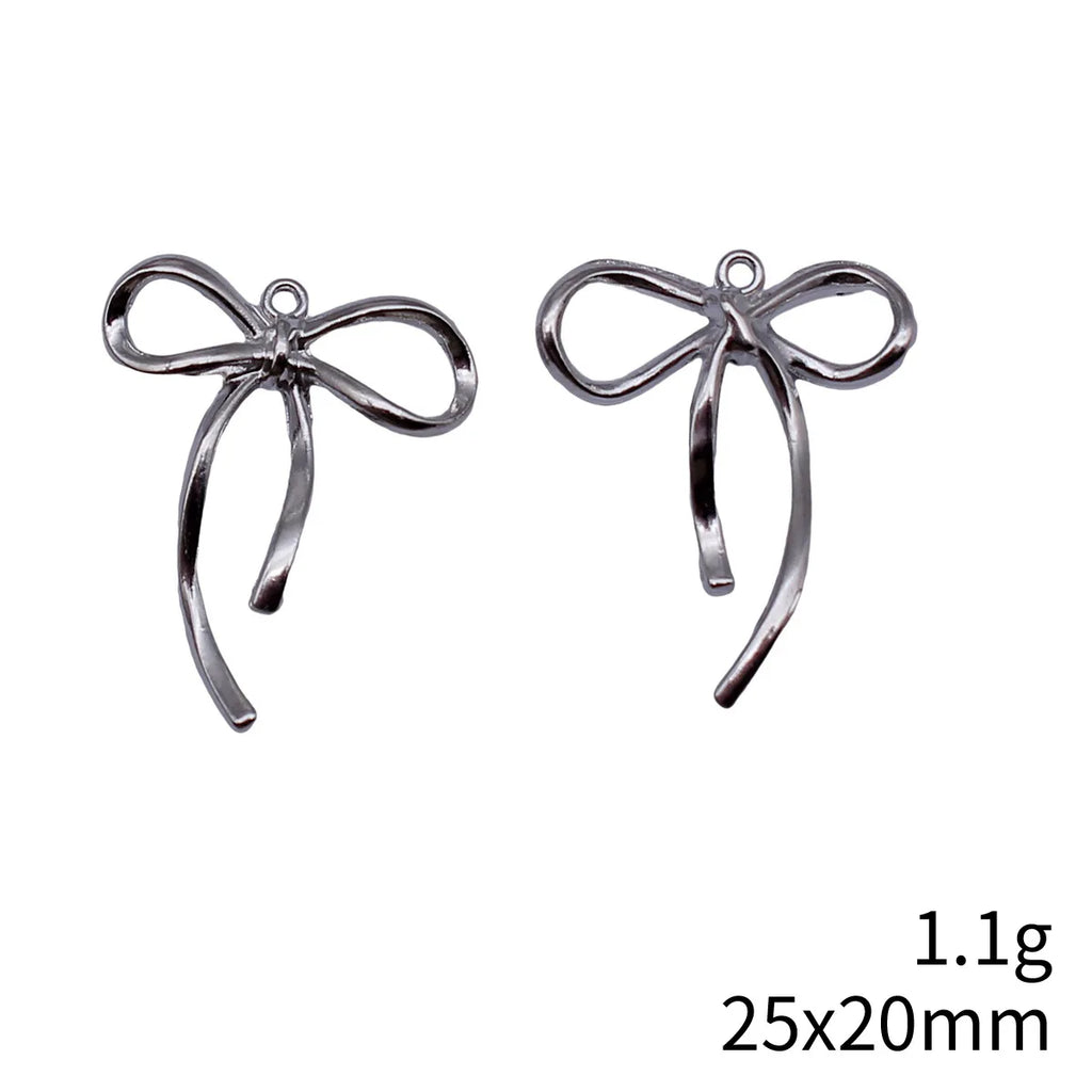 25x20mm 1.1g White K Finish Zinc Alloy Bow Butterfly charm pendant for DIY bracelet necklace jewelry making
