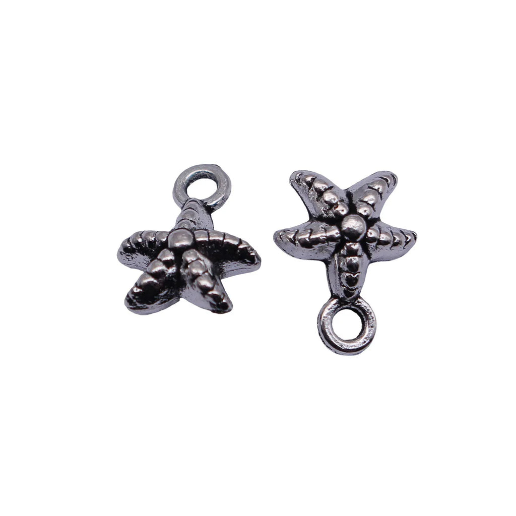 12x9x5mm 0.79g Antique Silver Zinc Alloy Starfish Charm Pendant for Ocean Theme Jewelry Making