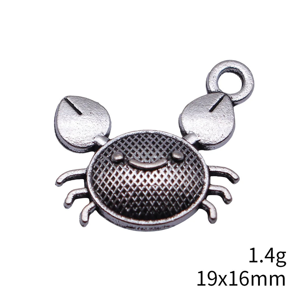 19x16mm 1.4g Antique Silver Zinc Alloy Crab charm pendant for DIY vintage bracelet necklace making
