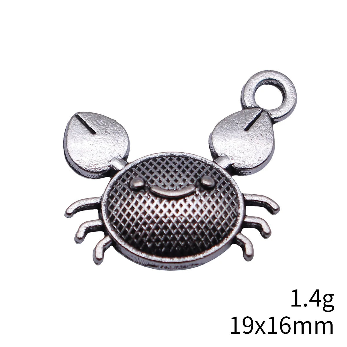 19x16mm 1.4g Antique Silver Zinc Alloy Crab charm pendant for DIY vintage bracelet necklace making
