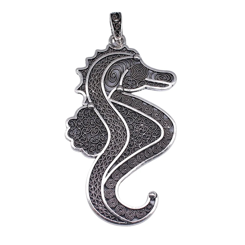 94x48mm 17.5g Antique Silver Zinc Alloy Seahorse Charm Pendant for DIY Necklace Bracelet Making