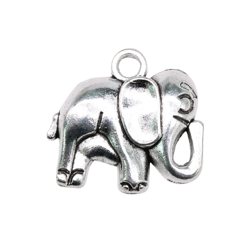 21x20mm 2.8g Antique Silver Zinc Alloy Elephant Charm Pendant for Necklace Bracelet Making