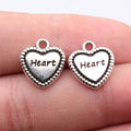 15x14mm 2.1g Antique Silver Zinc Alloy Double Sided Heart Charm Pendant for DIY Necklace Bracelet Making