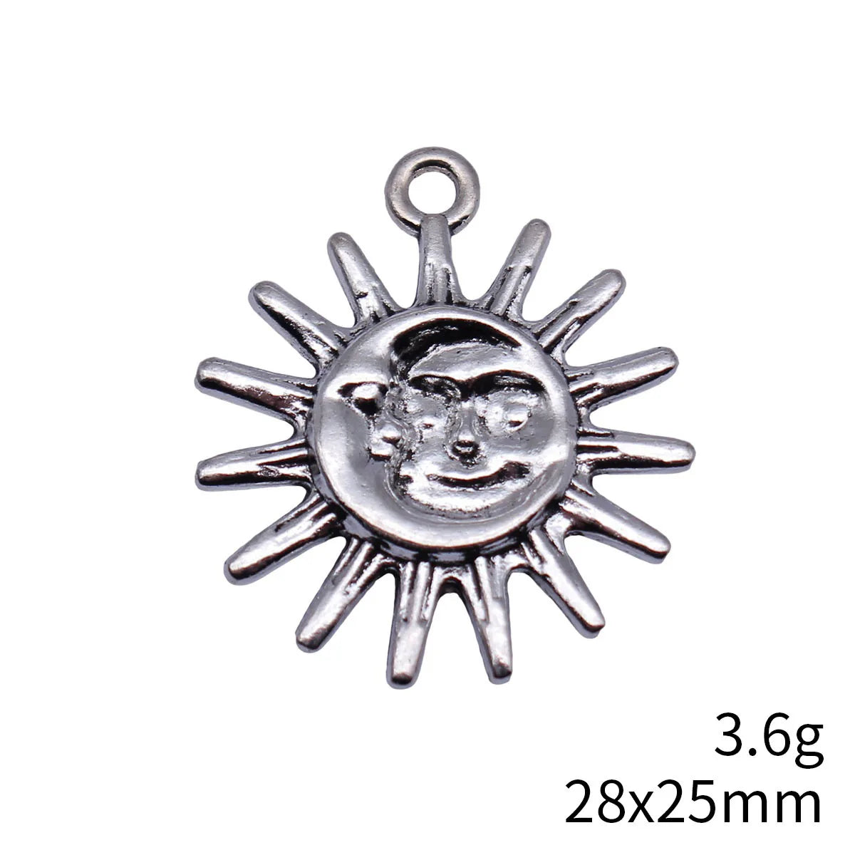 28x25mm 3.6g Antique Silver Zinc Alloy Sun Moon Face Charm Pendant for Necklace Jewelry Making