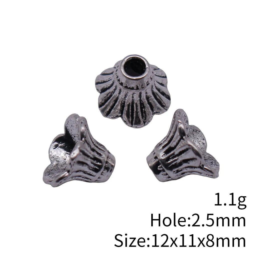 12x11x8mm 1.1g Antique Silver Zinc Alloy Trumpet Flower Bead Cap Flower Spacer Findings for DIY Jewelry