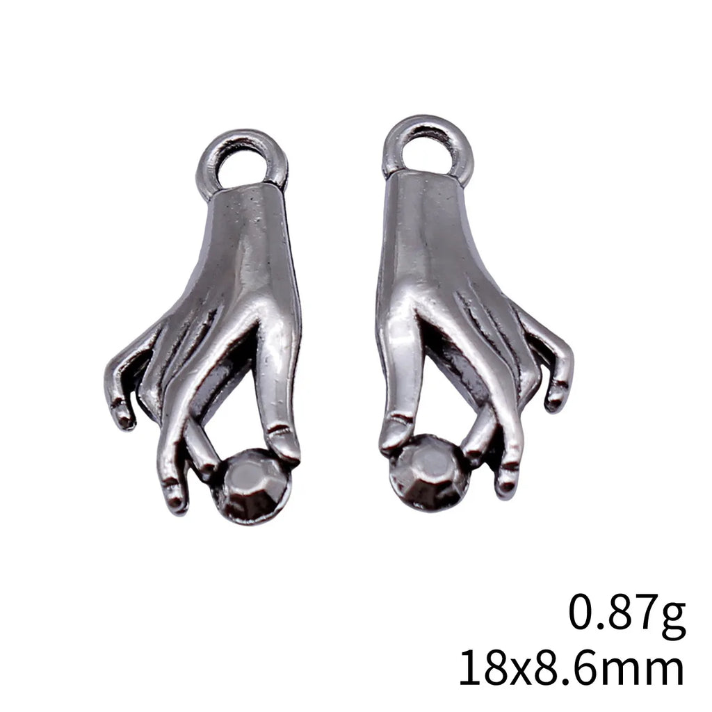 18x8.6mm 0.87g Antique Silver Zinc Alloy Hand Charm Pendant for DIY Necklace Bracelet Jewelry Making