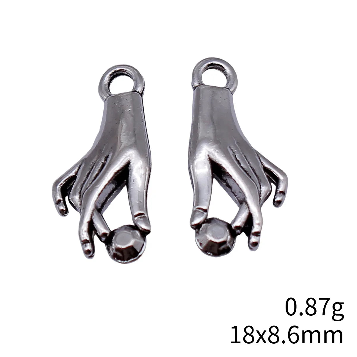 18x8.6mm 0.87g Antique Silver Zinc Alloy Hand Charm Pendant for DIY Necklace Bracelet Jewelry Making