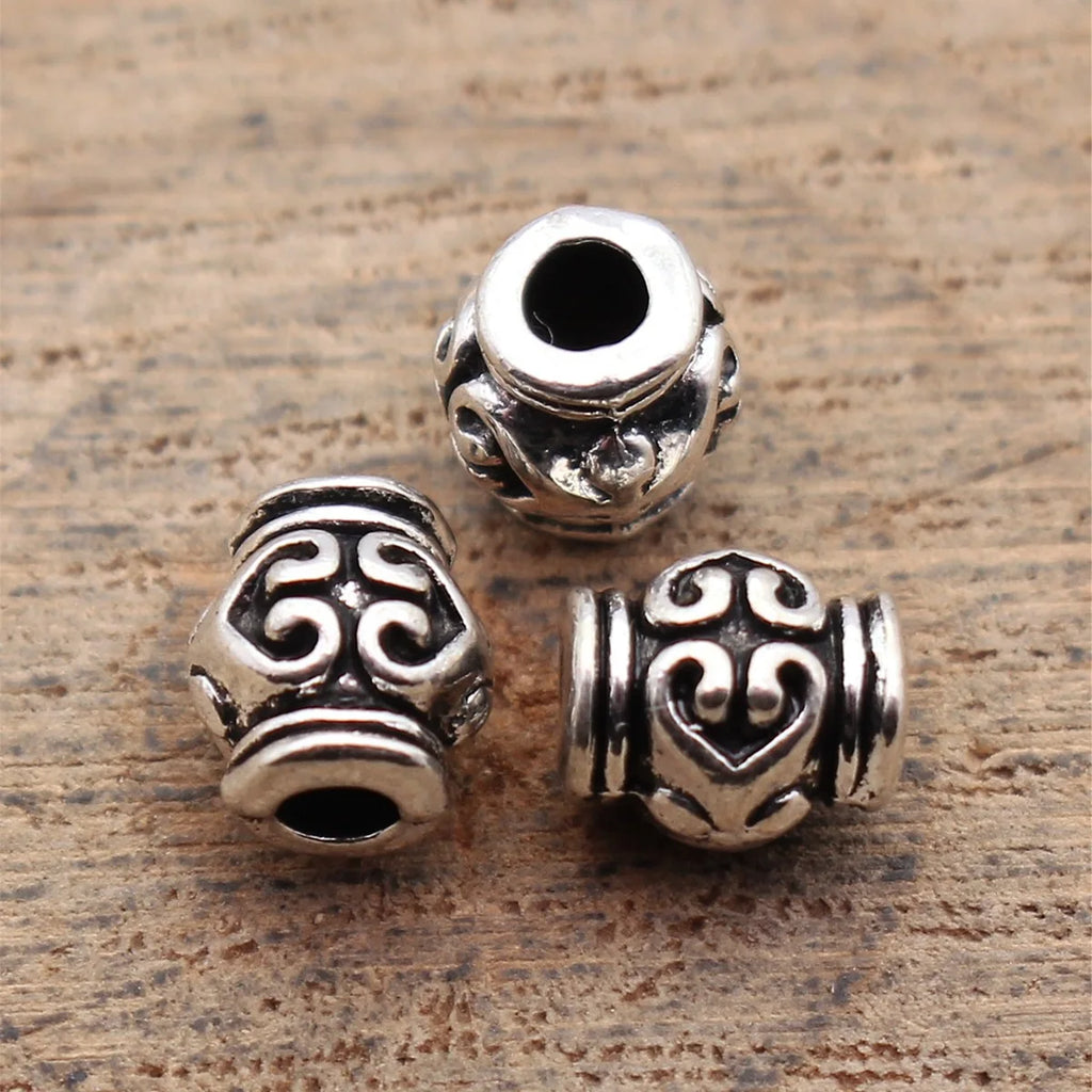 7x6.2x6.2mm 0.66g Multicolor Zinc Alloy Heart Pattern Drum Loose Metal Beads for Bracelet Jewelry Making