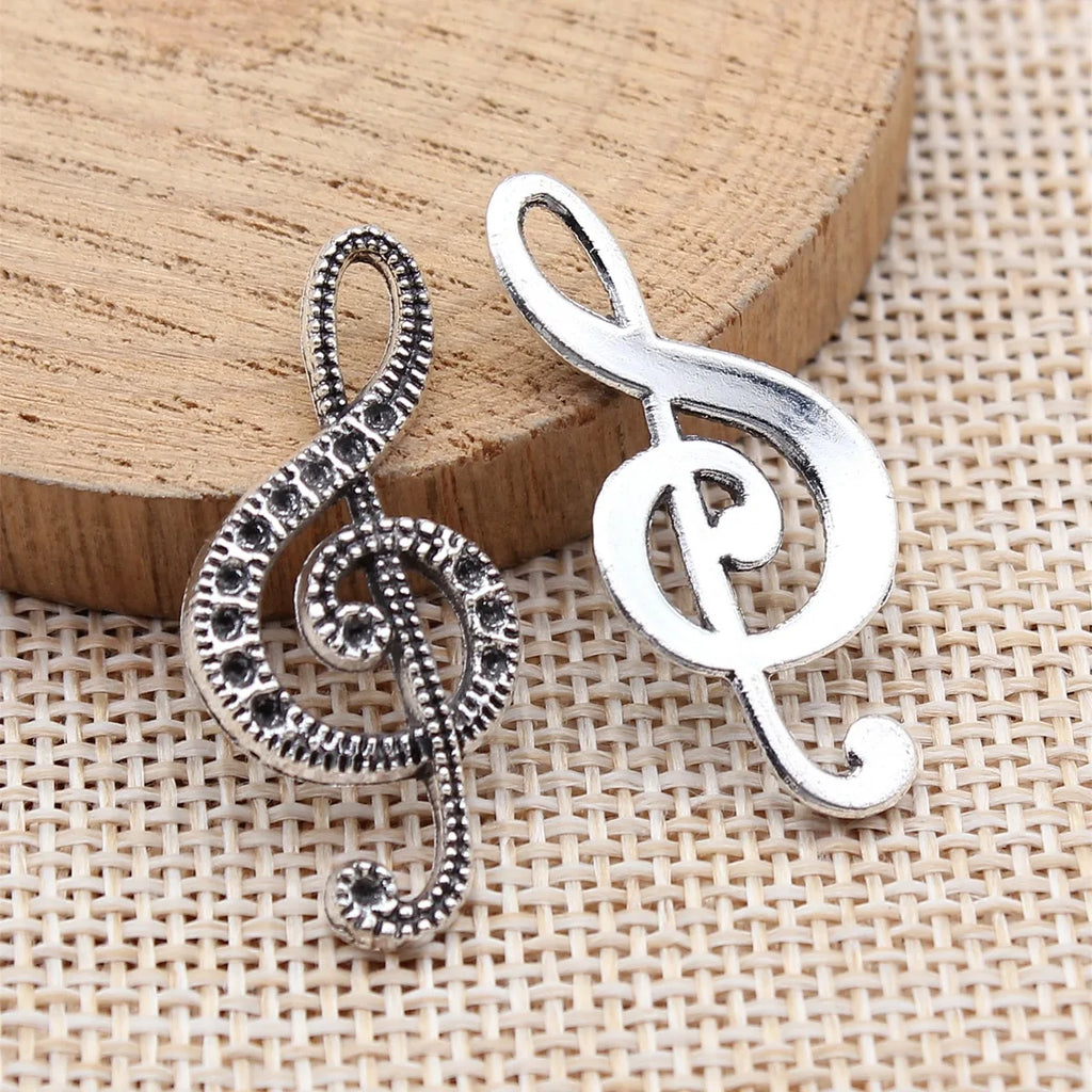 33x15mm 1.85g Antique Silver Zinc Alloy Music Note Charm Pendant for DIY Necklace Jewelry Making