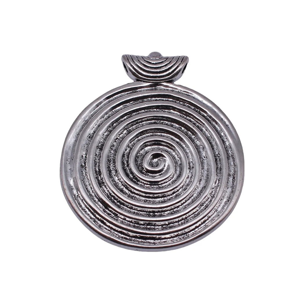 68x57mm 21.4g Antique Silver Zinc Alloy Swirl Round Disc Large Charm Pendant for Necklace Jewelry Making