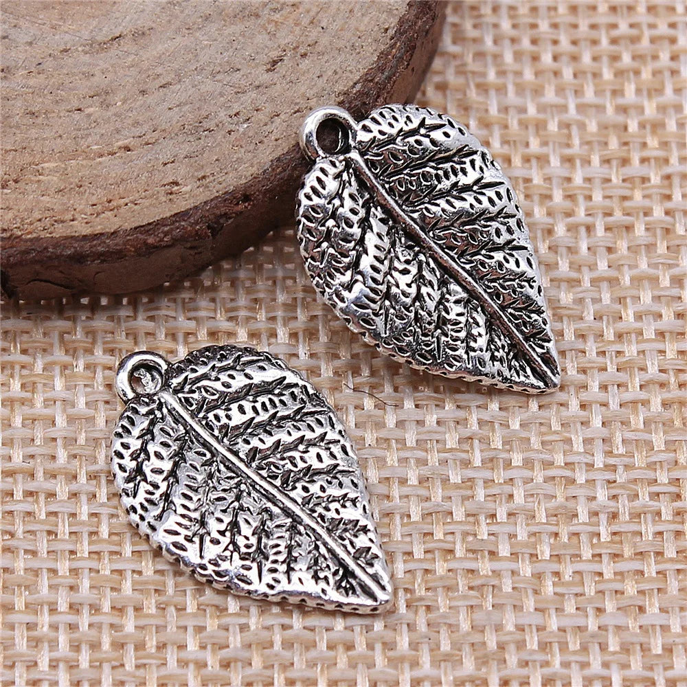 15x24mm 1.7g Antique Silver Zinc Alloy Leaf Charm Pendant for DIY Necklace Bracelet Jewelry Making