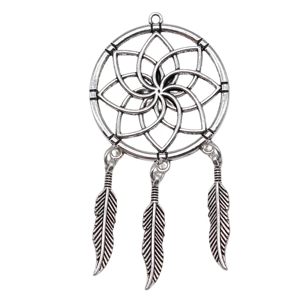35x71mm 8.3g Antique Silver Zinc Alloy Dreamcatcher Charm Pendant for Necklace Jewelry Making