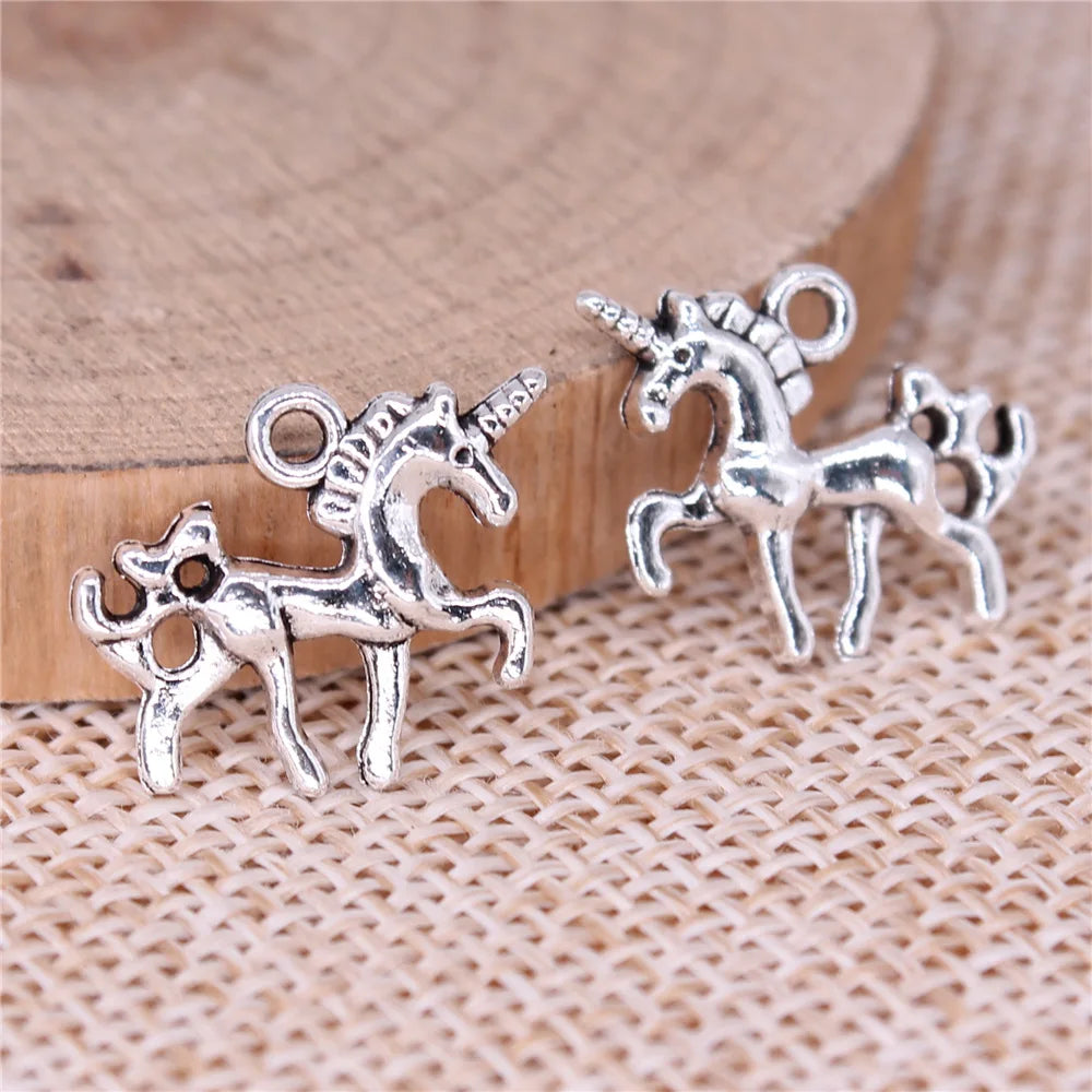 19x14mm 1.1g Antique Silver Zinc Alloy Unicorn Charm Pendant for DIY Necklace Bracelet Jewelry Making