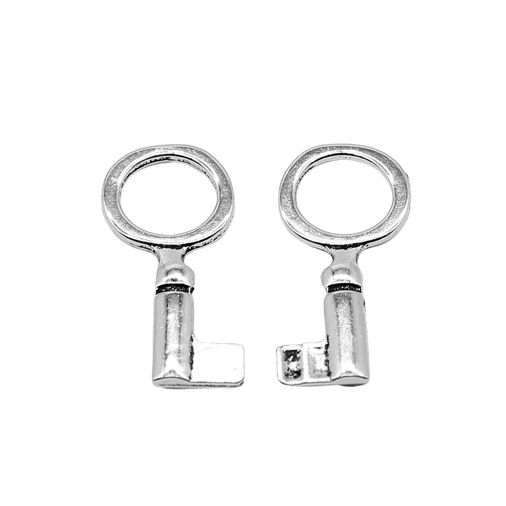 12x26mm 1g Antique Silver Zinc Alloy Key Charm Pendant for DIY Necklace Bracelet Jewelry Making