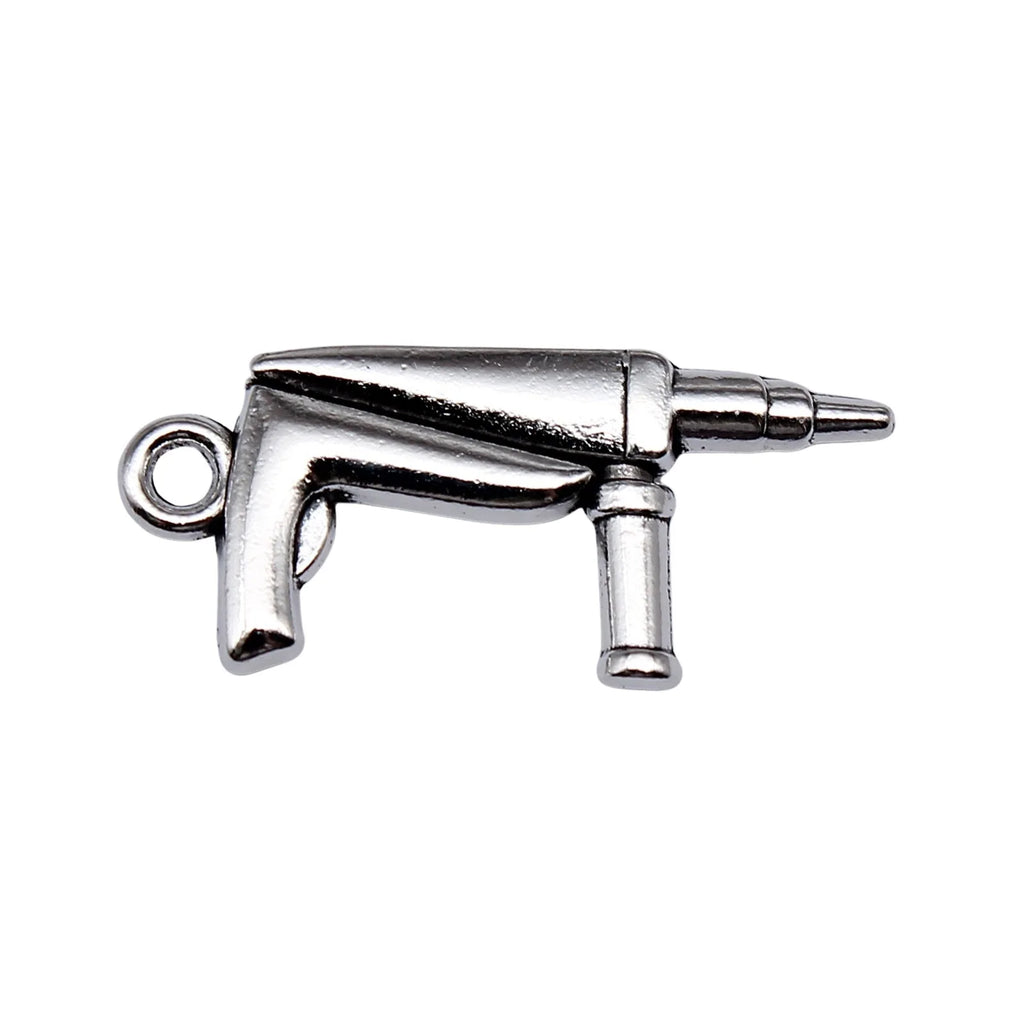 27x12mm 2.1g Antique Silver Zinc Alloy Impact Drill Charm Pendant for DIY Jewelry Making