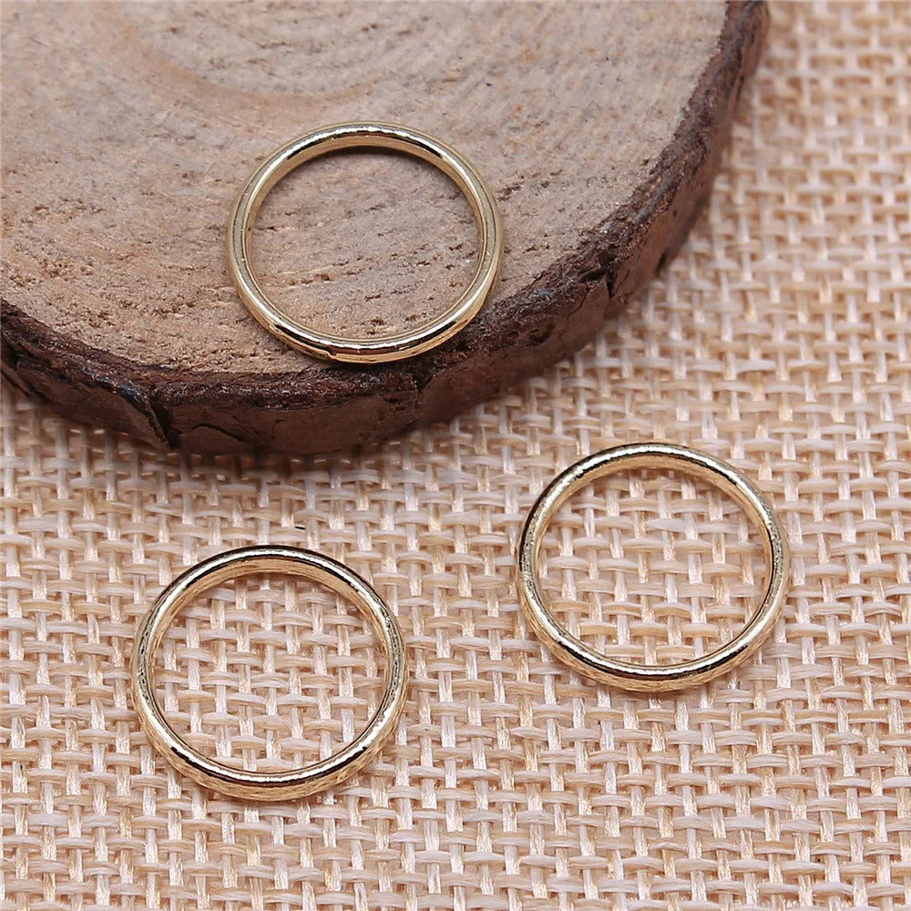 15x15mm 0.6g KC Gold Zinc Alloy Round Ring Charm Pendant for DIY Necklace Bracelet Jewelry Making