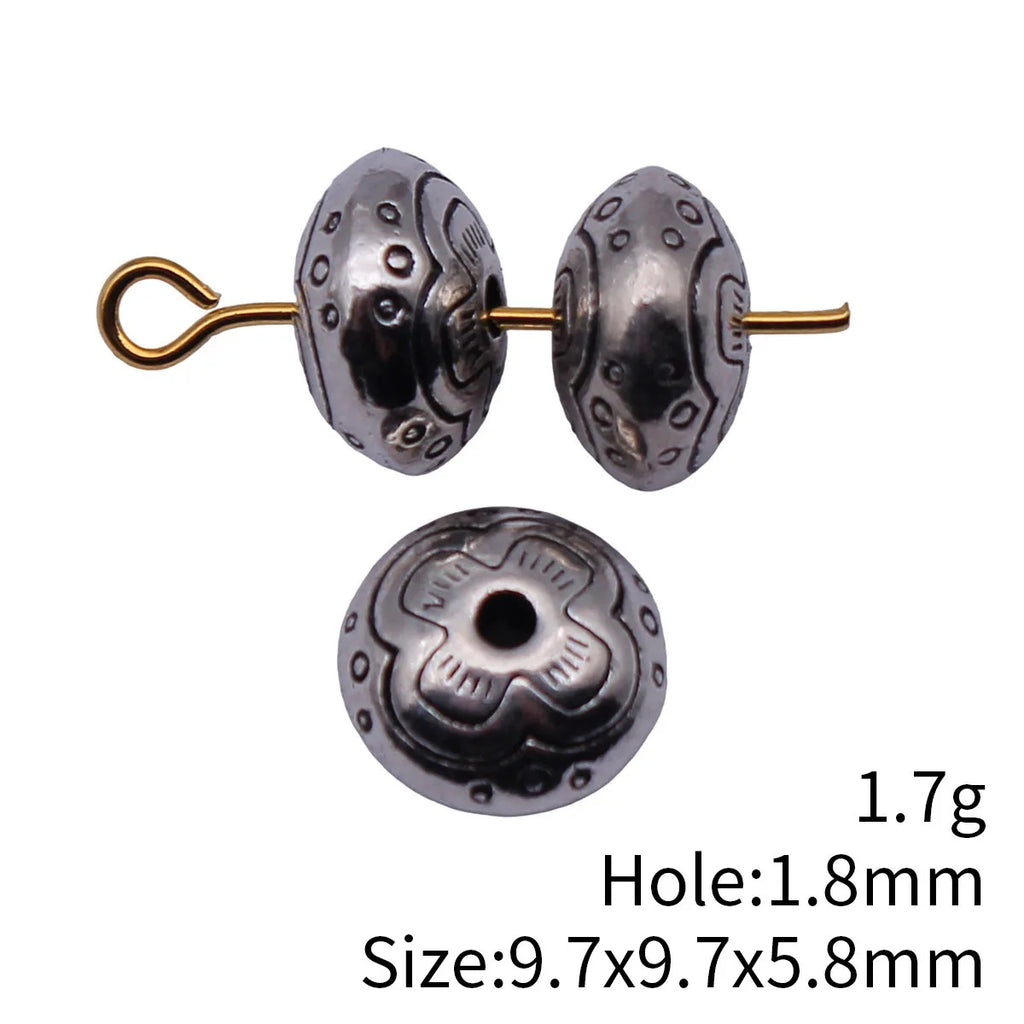 9.7x9.7x5.8mm 1.7g Antique Silver Zinc Alloy Flower Texture Spacer Beads for DIY Bracelet Jewelry Making