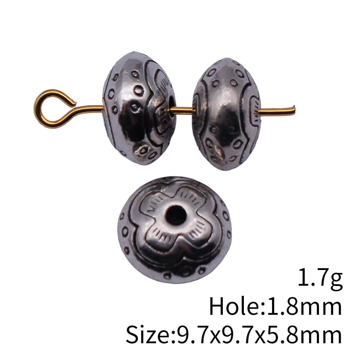 9.7x9.7x5.8mm 1.7g Antique Silver Zinc Alloy Flower Texture Spacer Beads for DIY Bracelet Jewelry Making