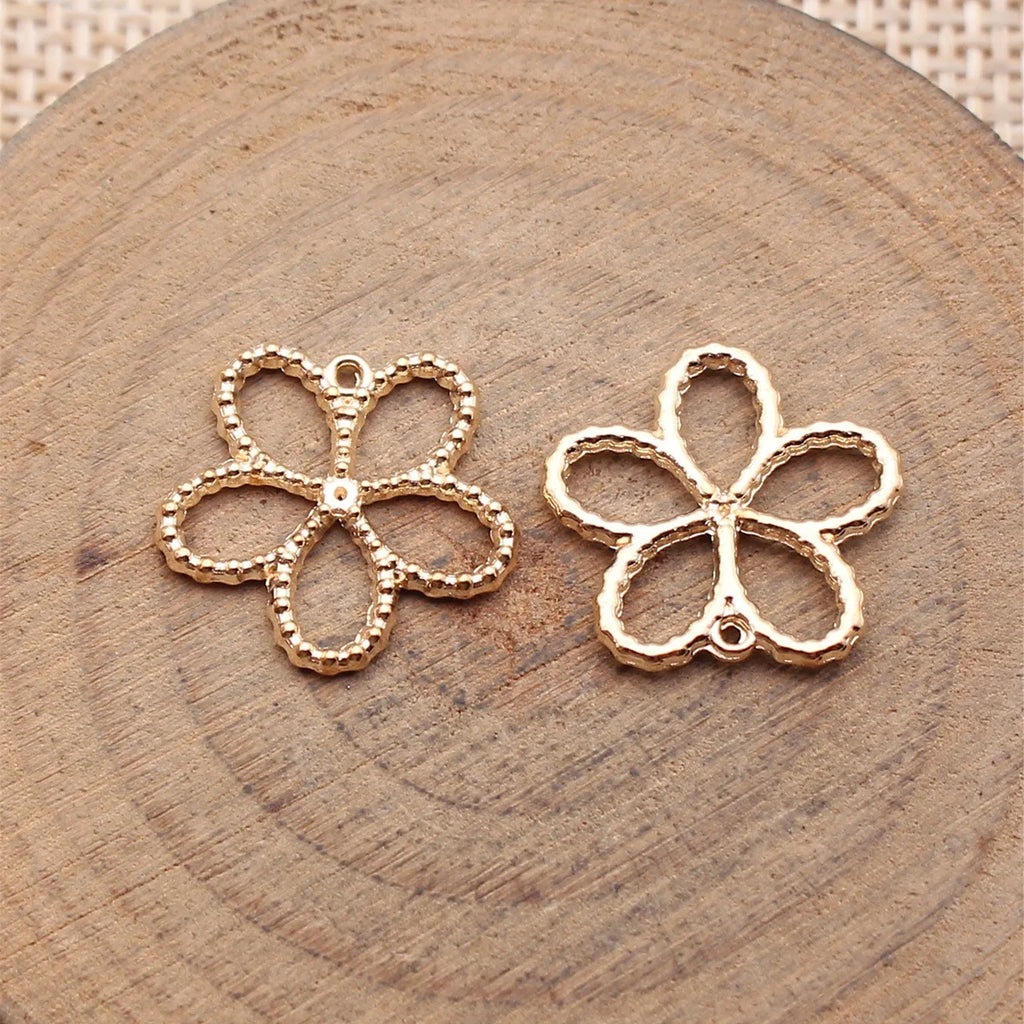 16x16mm 0.63g Multicolor Zinc Alloy Hollow Flower Charm Pendant for DIY Necklace Bracelet Making