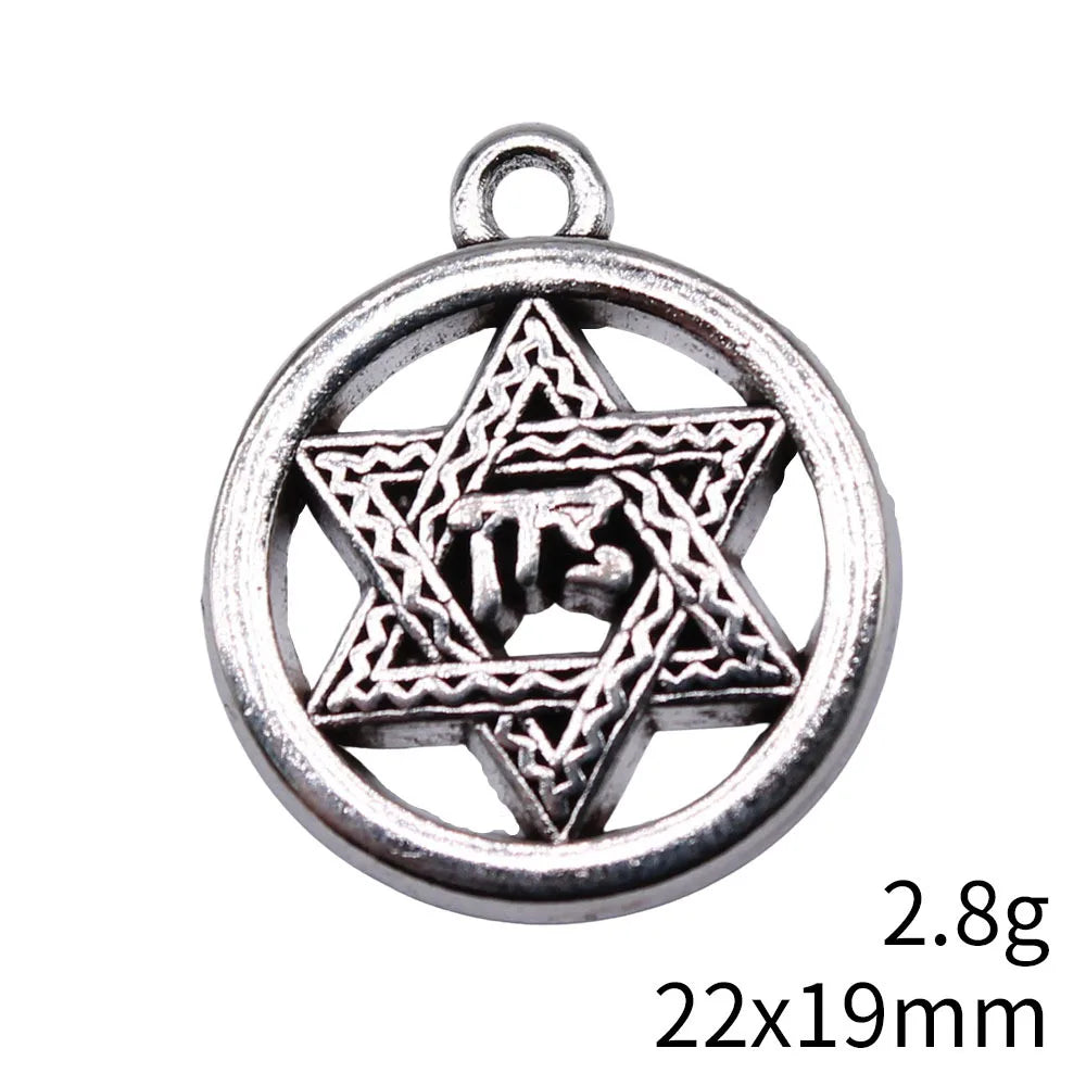 22x19mm 2.8g Antique Silver Zinc Alloy Hexagram Star Charm Pendant for DIY Necklace Jewelry