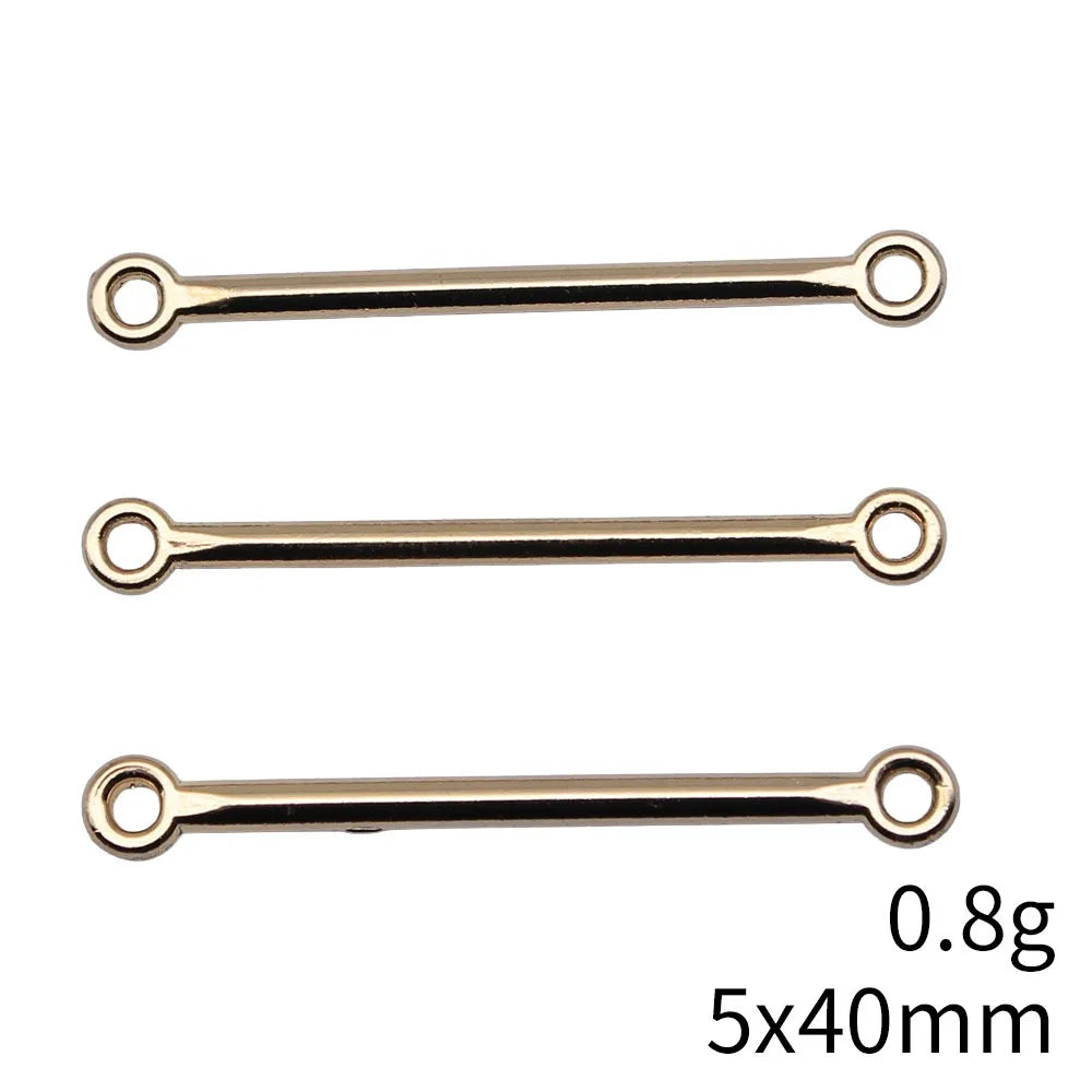 5x40mm 0.8g Electrophoretic KC Gold Zinc Alloy Long Bar Connector Charm for DIY Bracelet Jewelry