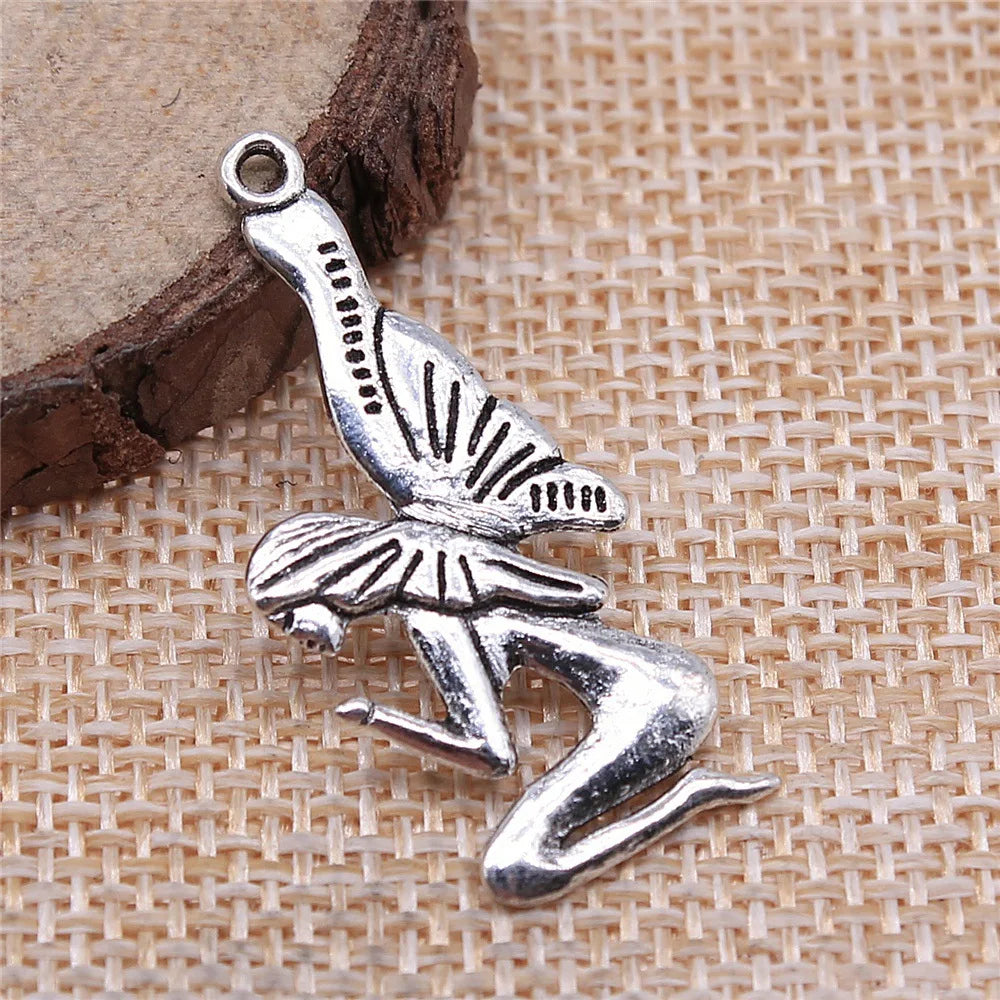 34x15mm 1.8g Antique Silver Zinc Alloy Butterfly Angel Charm Pendant for Necklace Bracelet Making