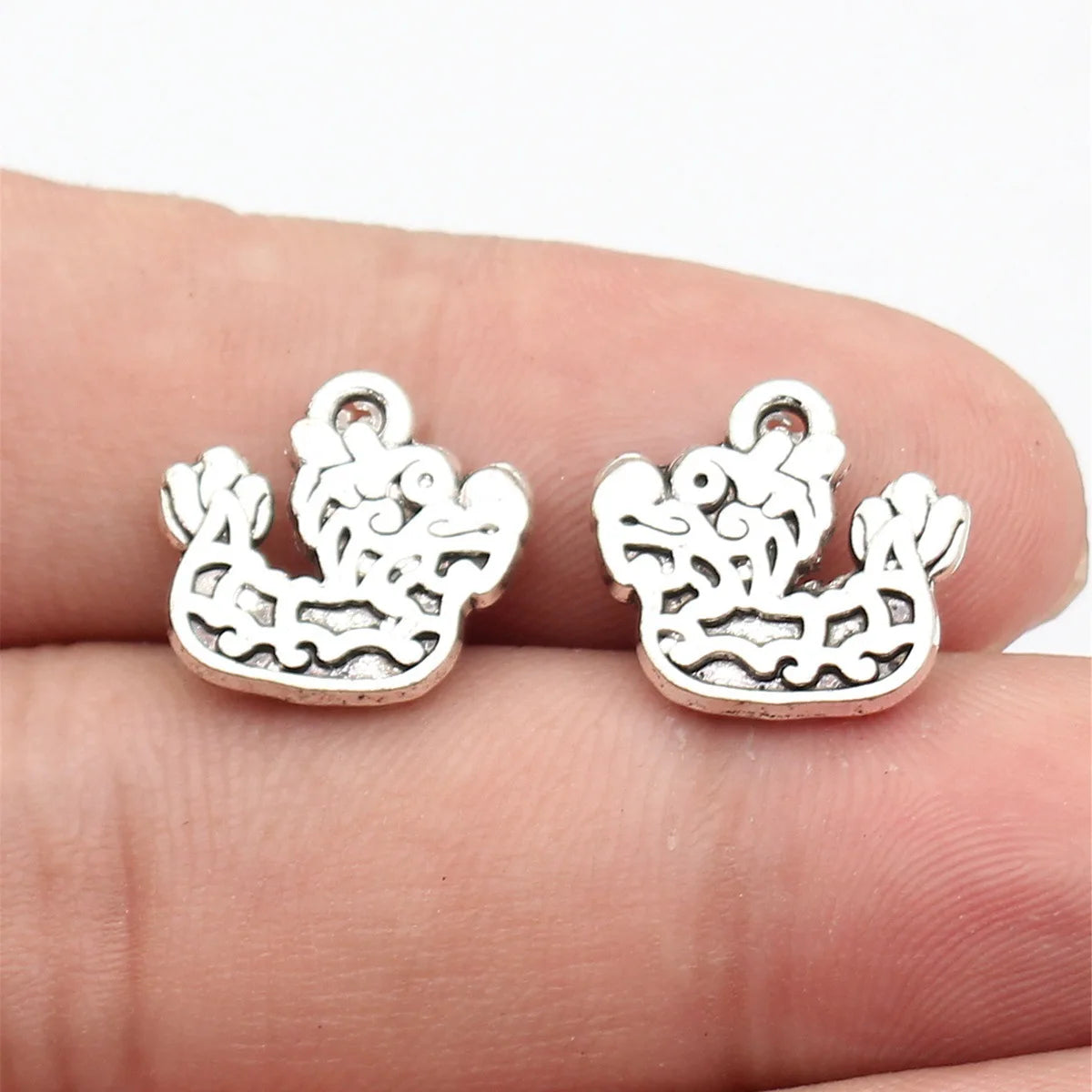 15x14mm 1.6g Antique Silver Zinc Alloy Dragon Boat Charm Pendant for DIY Necklace Bracelet Making