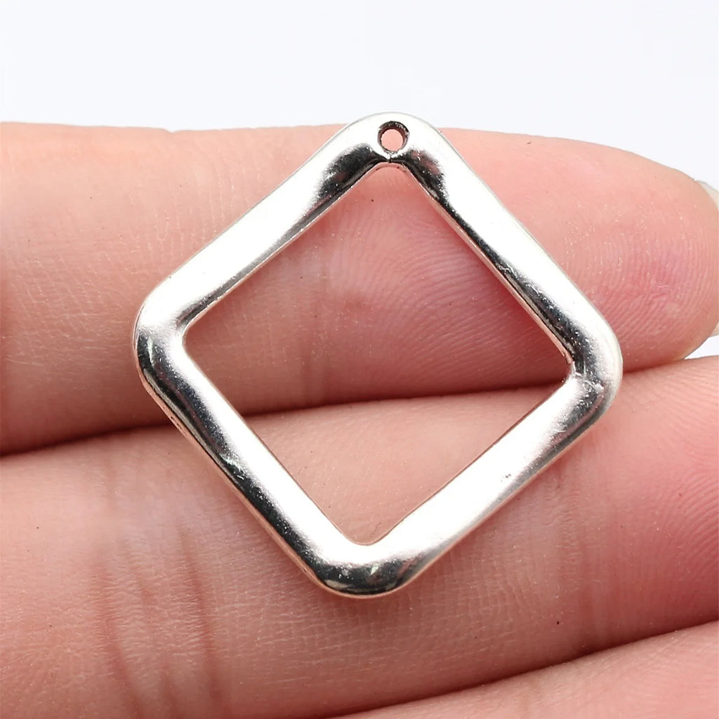 31x31mm 2.6g Multicolor Zinc Alloy Hollow Diamond Charm Pendant for DIY Earrings Necklace Making