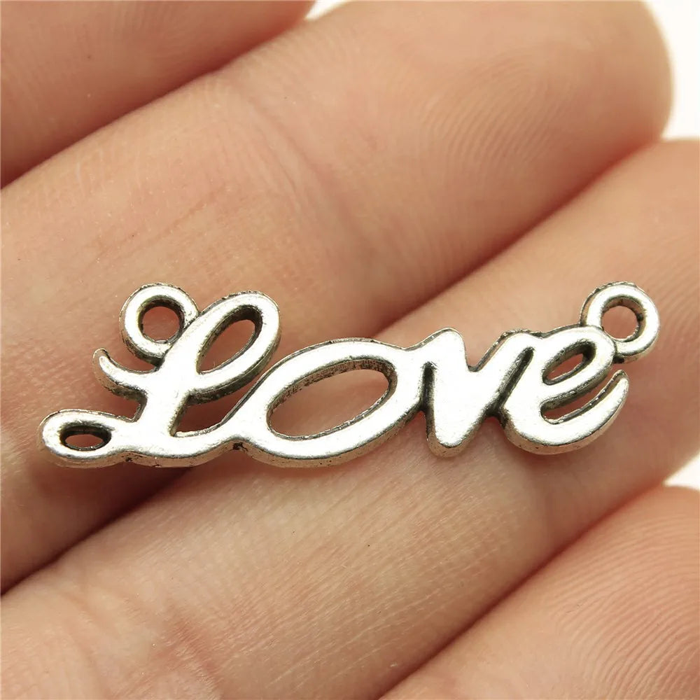 33x10mm 1.6g Antique Silver Zinc Alloy LOVE Connector Charm for Bracelet Necklace DIY Jewelry Making