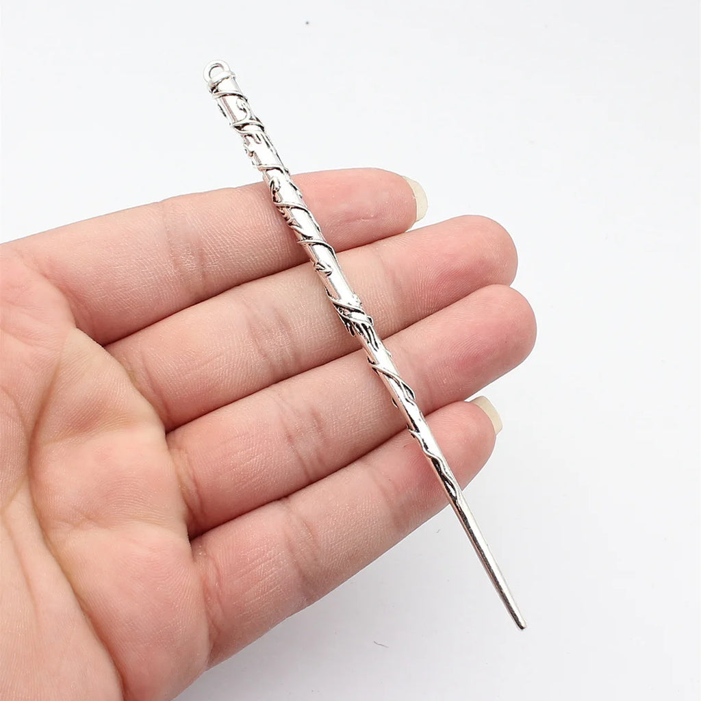 127x6.4x6.4mm 10.6g Antique Silver Zinc Alloy Vine Texture Hair Stick Jewelry Finding for DIY Hair Accessories