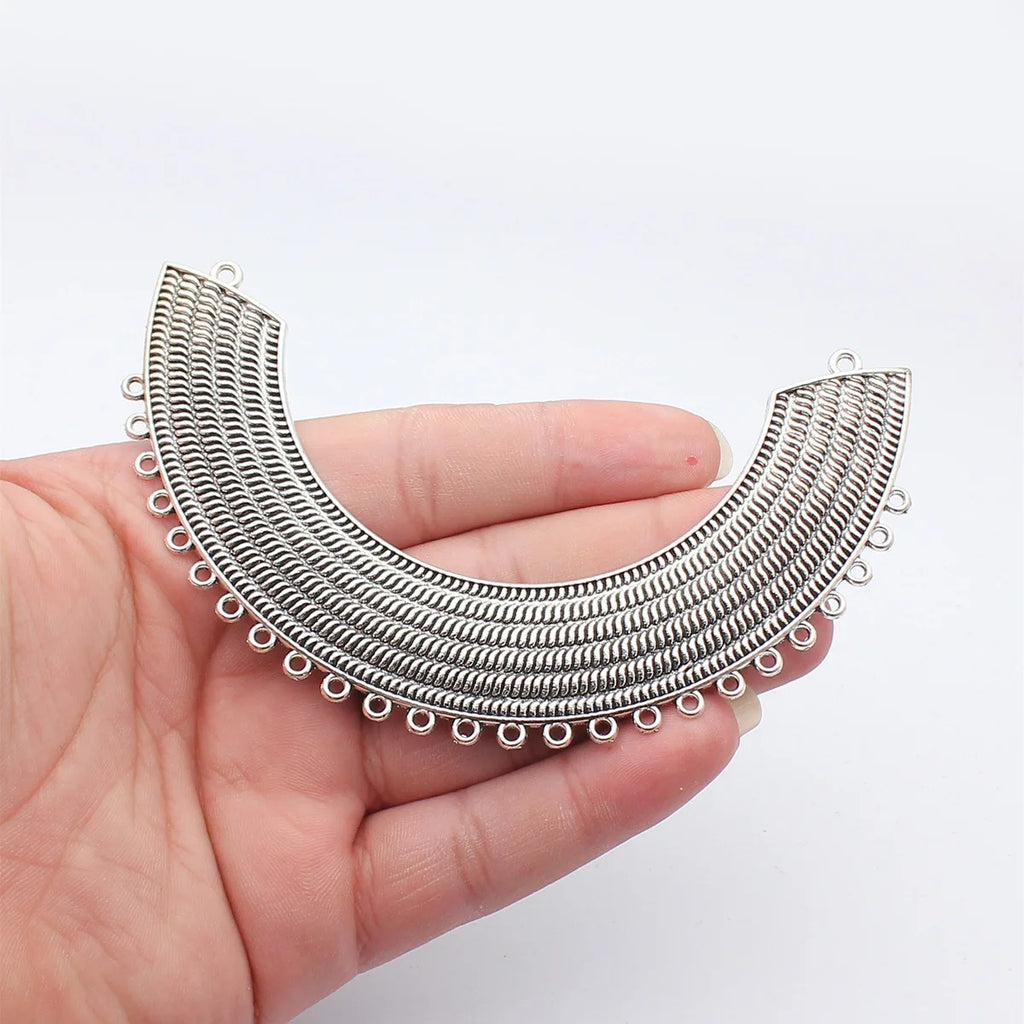 128x74mm 34.4g Antique Silver Zinc Alloy Statement Connector Charm for DIY Necklace Jewelry Making